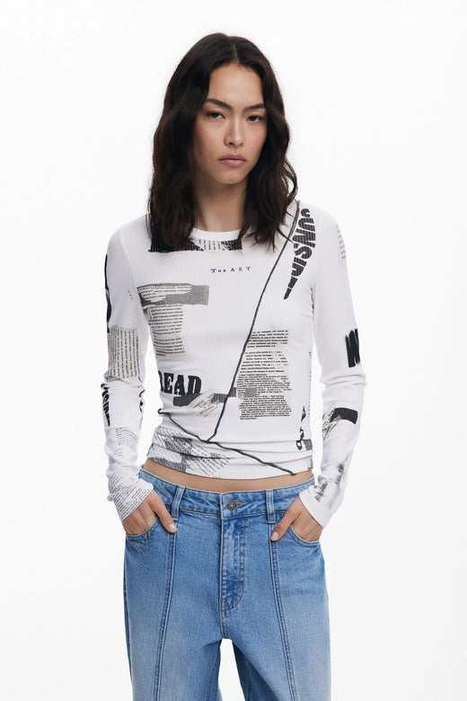 Camiseta Desigual Newspaper Mujer 25WWTK251011