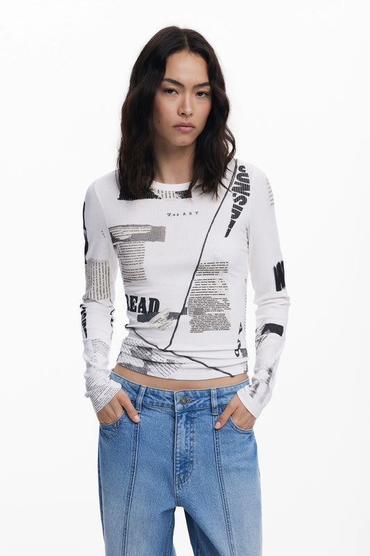 Camiseta Desigual Newspaper Mujer 25WWTK251011